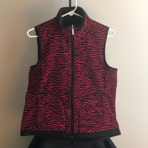 Fleece Red Zebra Print Reversible Vest